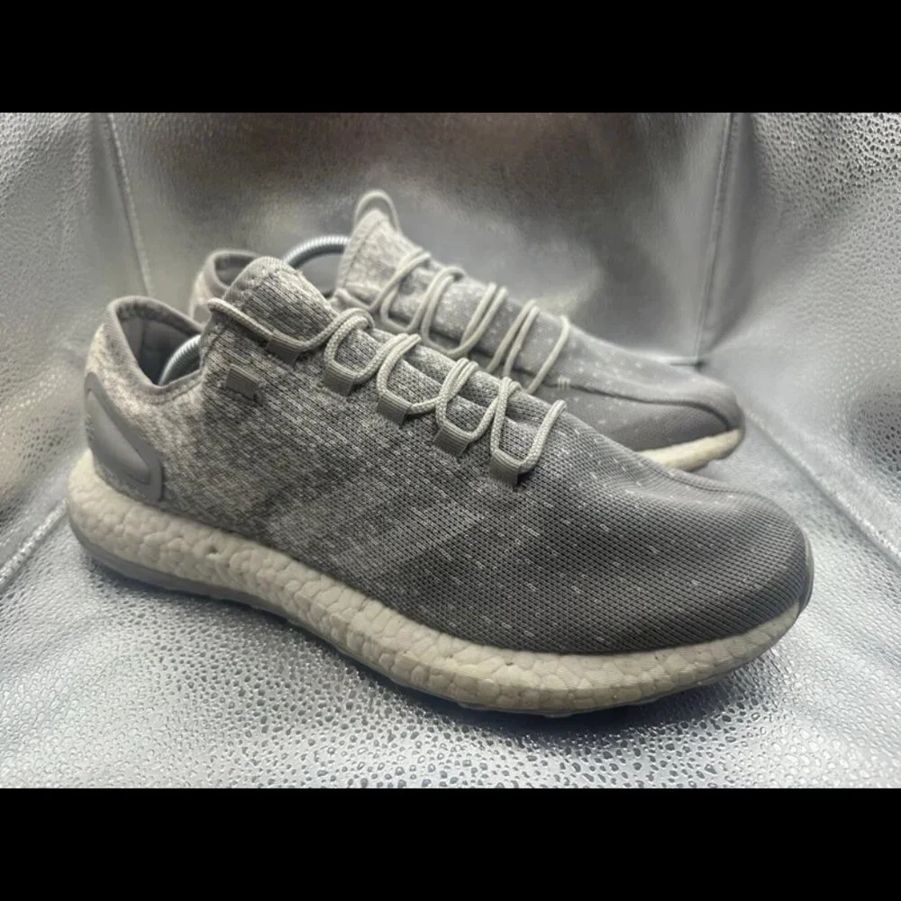 RARE 🚀 Size 11 - Adidas Mens Running Grey White PureBOOST Low Athletic Sneakers